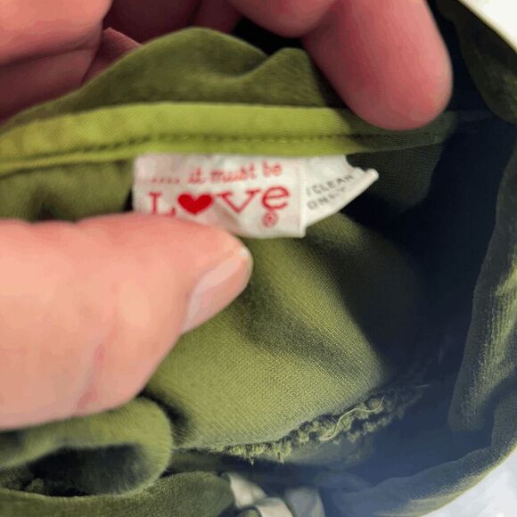 vintage 60s It Must Be Love Green Velvet Dress Cream Tie Design Bow Mod Size 7-8 - Picture 4 of 4